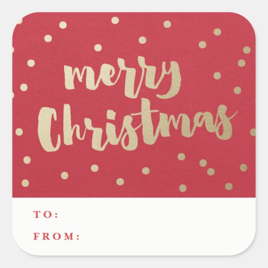 Merry KerstGold Confetti Vierkante Sticker (Voorkant)