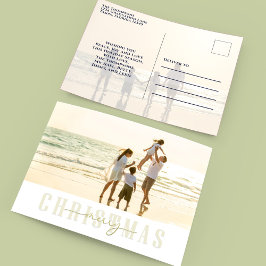 Merry KerstGold Elegant Calligrafie 2 Foto Feestdagenkaart