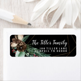 Merry kerstGold Floral Lijst Etiket