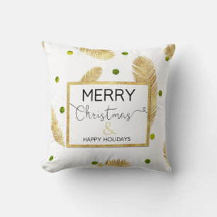Merry KerstGold Glitter Script - Pillow Kussen