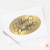 Merry KerstGold in reliëf Ovale Sticker (Envelop)