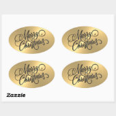 Merry KerstGold in reliëf Ovale Sticker (Vel)