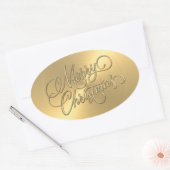 Merry KerstGold in reliëf Ovale Sticker (Envelop)