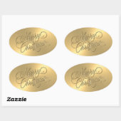 Merry KerstGold in reliëf Ovale Sticker (Vel)