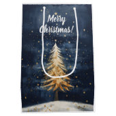 Merry kerstgouden boom medium cadeauzakje (Achterkant)