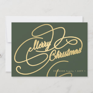 Merry kerstgoudkalligrafie-script elegant feestdagenkaart