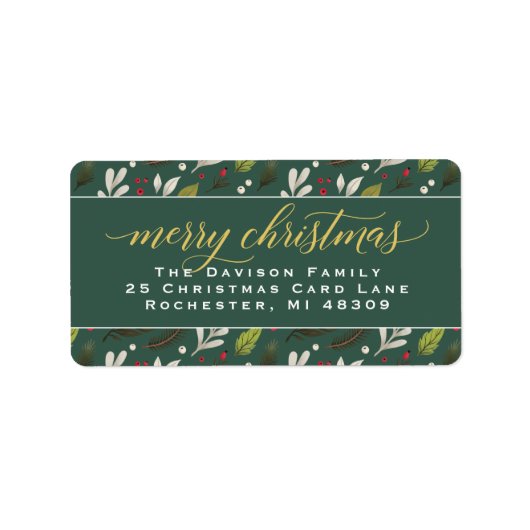 Merry KerstGreen Gold legant Script Address Etiket (Voorkant)