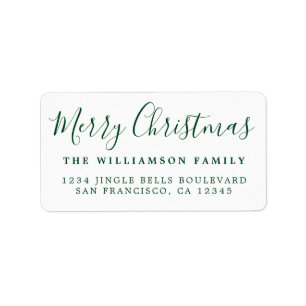 Merry KerstGreen White Return-adres Etiket