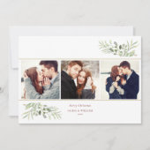 Merry KerstGreenery 3 Foto Collage Feestdagenkaart (Voorkant)