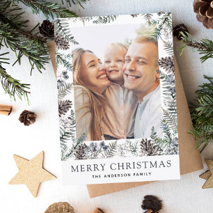 Merry KerstGreenery-fotokaart Feestdagenkaart