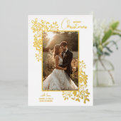 Merry KerstGreenery Gold Folie Feestdagenkaart (Staand Voorkant)