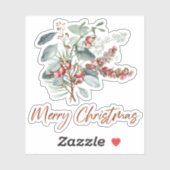 Merry KerstGreenery Red Green Sticker (Vel)