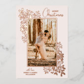 Merry KerstGreenery Roos Gold Folie Feestdagenkaart (Voorkant)