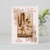 Merry KerstGreenery Roos Gold Folie Feestdagenkaart (Staand Voorkant)