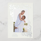 Merry KerstGreenery Silver Folie Feestdagenkaart (Voorkant)