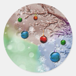 Merry KerstGreeting Winter Scene Ronde Sticker