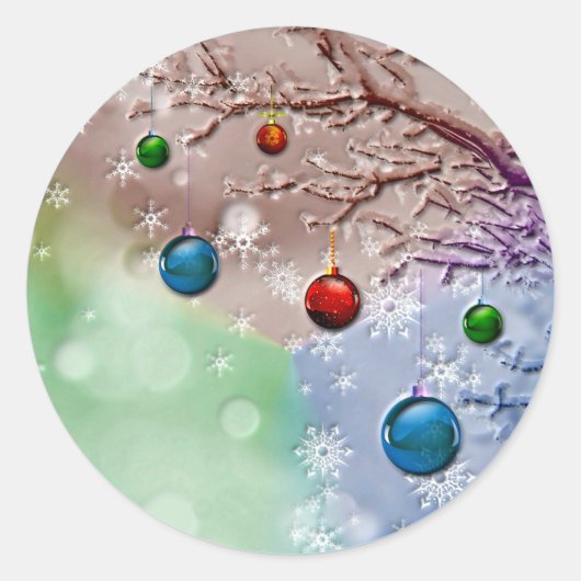 Merry KerstGreeting Winter Scene Ronde Sticker (Voorkant)