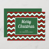 Merry kerstgroene golfstrepes briefkaart (Voorkant / Achterkant)