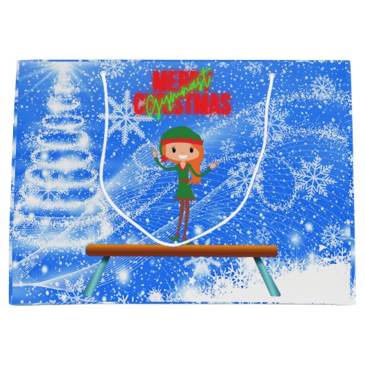 Merry Kerstgymnast Elf Groot Cadeauzakje (Voorkant)