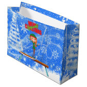 Merry Kerstgymnast Elf Groot Cadeauzakje (Voorkant Gekanteld)