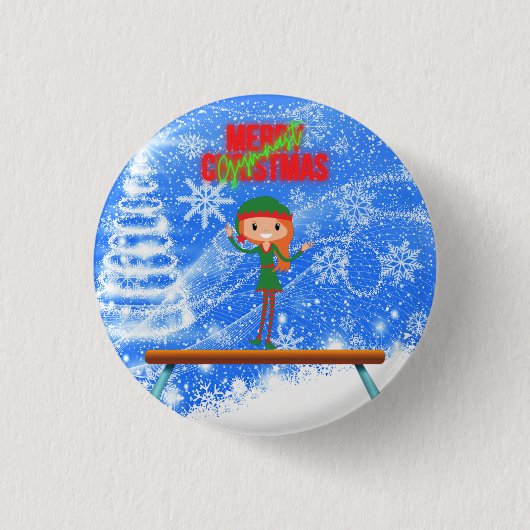 Merry Kerstgymnast Elf Ronde Button 3,2 Cm (Voorkant)