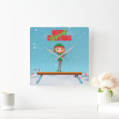 Merry Kerstgymnast Elf Vierkante Klok (Huis)
