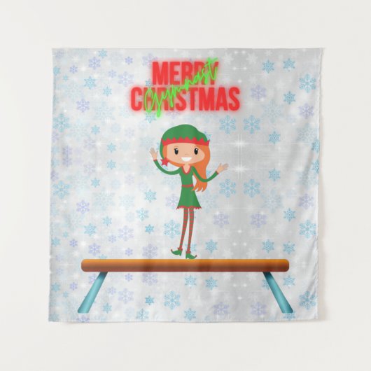 Merry Kerstgymnast Elf Wandkleed (Voorkant)