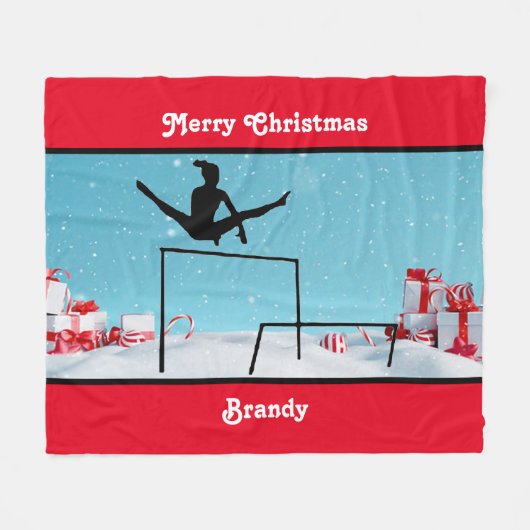 Merry Kerstgymnastics Fleece Blanket Deken (Voorkant (Horizontaal))