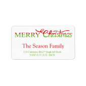 Merry Kersthand Letterig Manuscript Etiket (Voorkant)