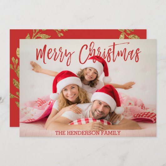 Merry-kersthandschrift met briefkaart voor script (Voorkant / Achterkant)