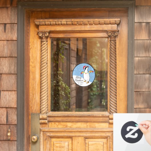 Merry KerstHappy Penguin Window Cling Raamsticker (Huis Deur)