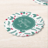 Merry KerstHolly en Deers Pattern Kartonnen Onderzetters (Gekanteld)