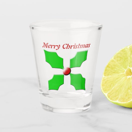 Merry KerstHolly Persoonlijk Shot Glas (Voorkant)