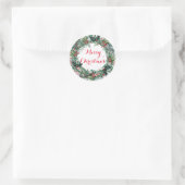 Merry KerstHolly Wreath Ronde Sticker (Tas)