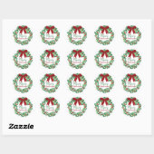Merry KerstHolly Wreath Ronde Sticker (Vel)