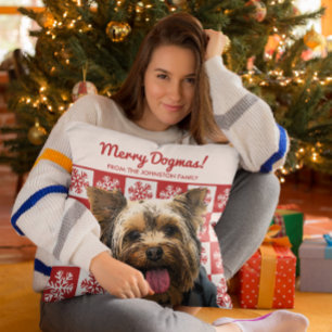 Merry Kersthond Yorkie Terrier Dogmas Red Kussen