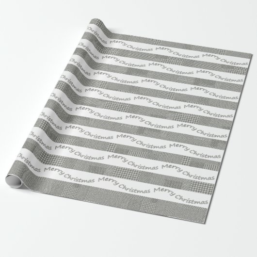 Merry-kersthoundstooth Pattern, Stripes Cadeaupapier (Uitgerold)