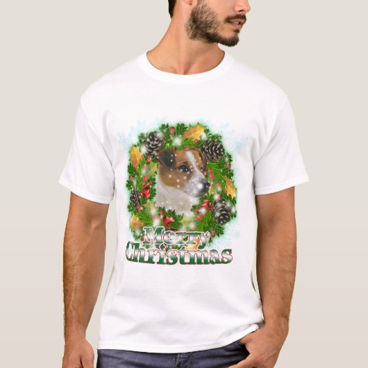 Merry KerstJack Russell T-shirt (Voorkant)