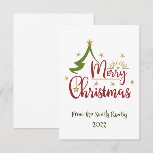 Merry kerstkaart White (Voorkant / Achterkant)