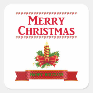 Merry Kerstkandle Square Sticker