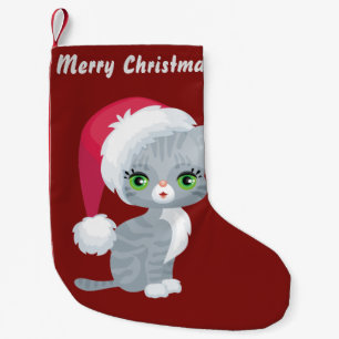Merry kerstkat Stocking Kleine Kerstsok