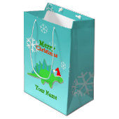 Merry KerstKawaii Dinosaur Medium Cadeauzakje (Voorkant Gekanteld)