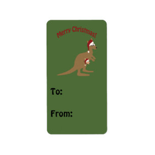 Merry Kerstkerkangaroos Etiket