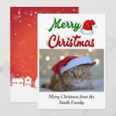 Merry Kerstkerstkerstkerstkerstfoto rood script Feestdagenkaart (Voorkant / Achterkant)