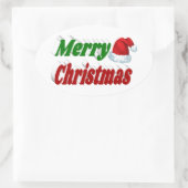 Merry Kerstkerstkerstkerstkerstkerstkerstkerstkers Ovale Sticker (Tas)