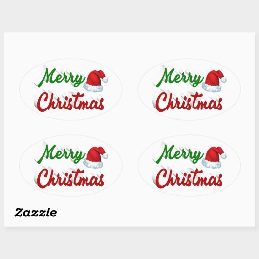 Merry Kerstkerstkerstkerstkerstkerstkerstkerstrood Ovale Sticker (Vel)