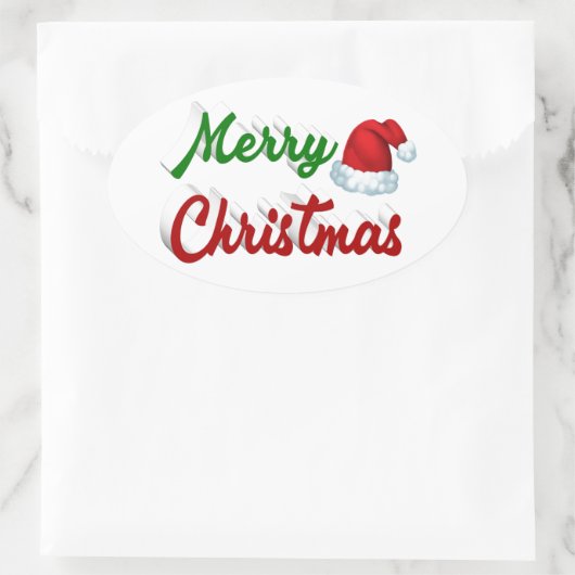 Merry Kerstkerstkerstkerstkerstkerstkerstkerstrood Ovale Sticker (Tas)