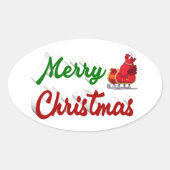 Merry kerstkerstkerstkerstkerstkerstkerstkerststaa ovale sticker (Voorkant)