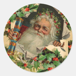 Merry Kerstkerstkerstkerstkerstman Holly Ronde Sticker