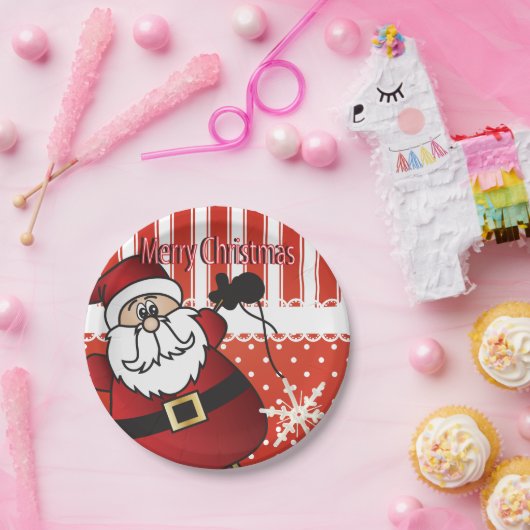Merry kerstkerstkerstkerstman papieren bordje (Feest)